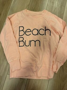 Beach Bum Peach Sweatshirt Women’s Small Graphic Crewneck Cozy Pullover